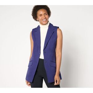 Maya J Women's Jacket Sz L Blazer Vest Pockets Blue A655424